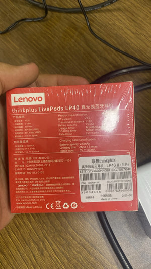 Lenovo thinkplus LivePods LP40 Wireless Earbuds — back packaging