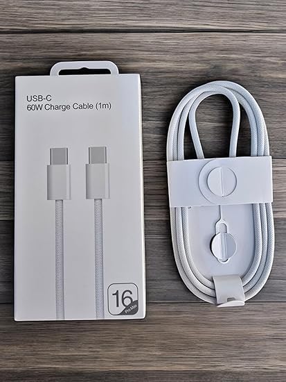 60W USB-C to USB-C Charging Cable – 1m — product and packaging reference