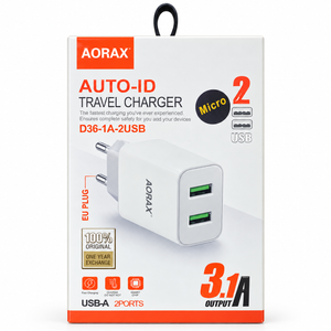 AORAX D36 Dual-USB Charger with Micro-USB Cable