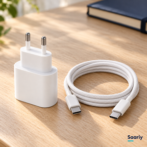 باندل الشحن الأساسي | شاحن 20W + كابل USB-C — لقطة استخدام يومي