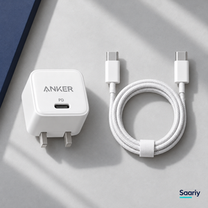 باندل Anker 20W | شاحن Cube + كابل USB-C — لقطة من الأعلى