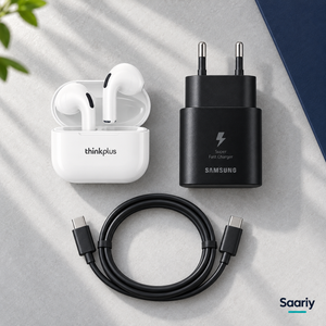 باندل يومك كامل | Lenovo LP40 + Samsung 25W — لقطة من الأعلى