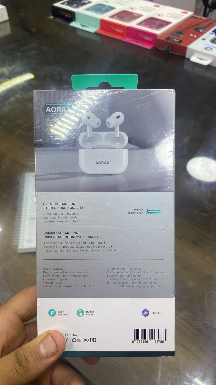 AORAX TWS 315 Wireless Earbuds — back packaging