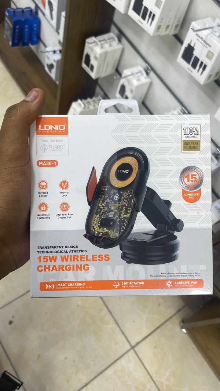 LDNIO MA30-1 Car Phone Mount with 15W Wireless Charging — front packaging