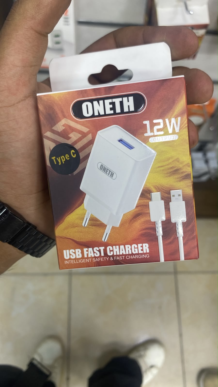 ONETH 12W USB-A Charger with USB-C Cable — front packaging