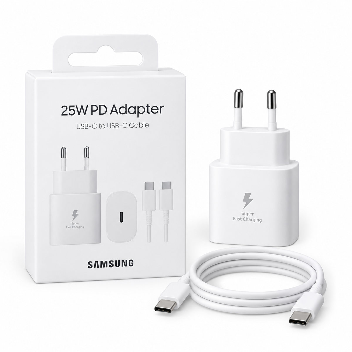 Samsung 25W USB-C PD Charger with USB-C Cable – White