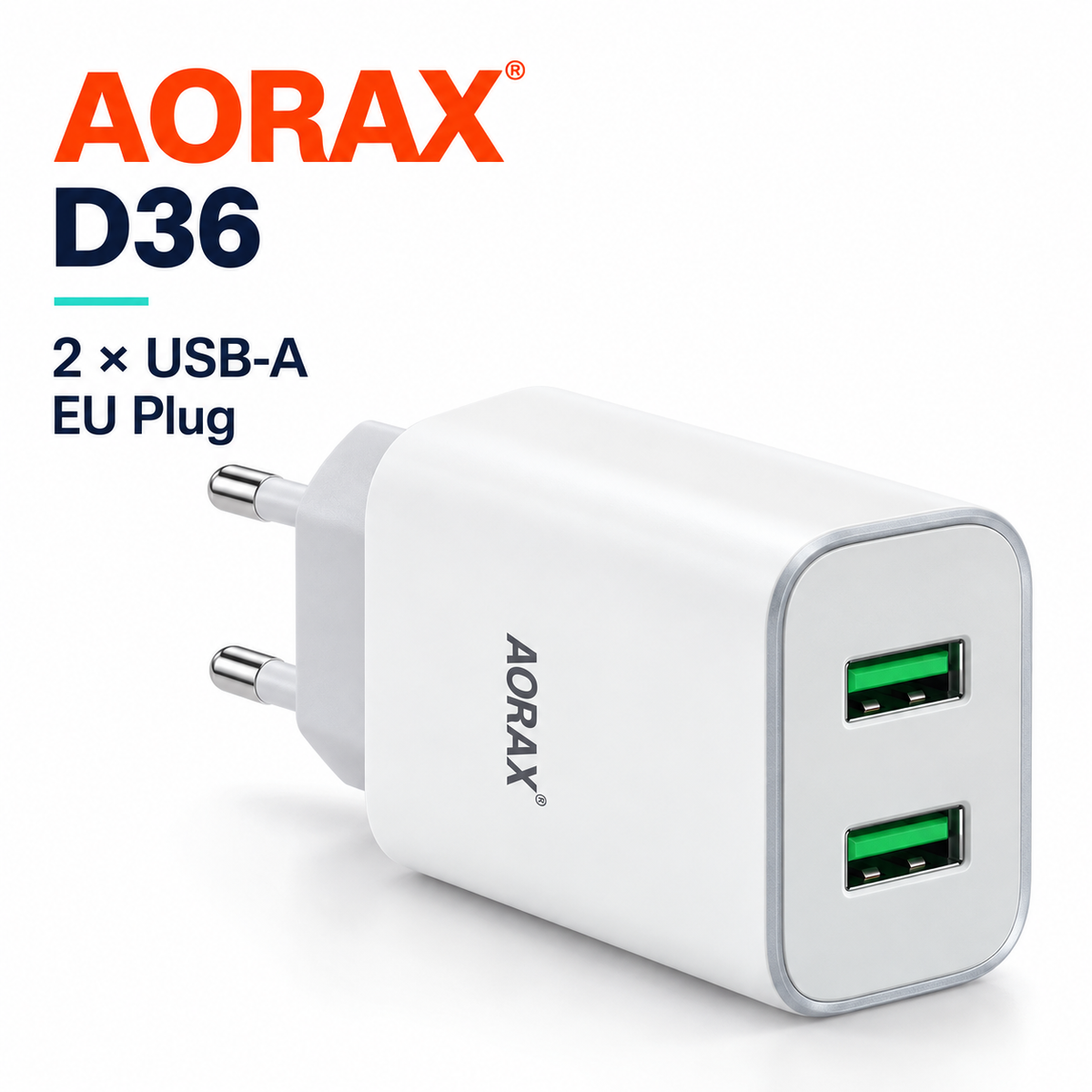 AORAX D36 Dual-USB Charger with Lightning Cable