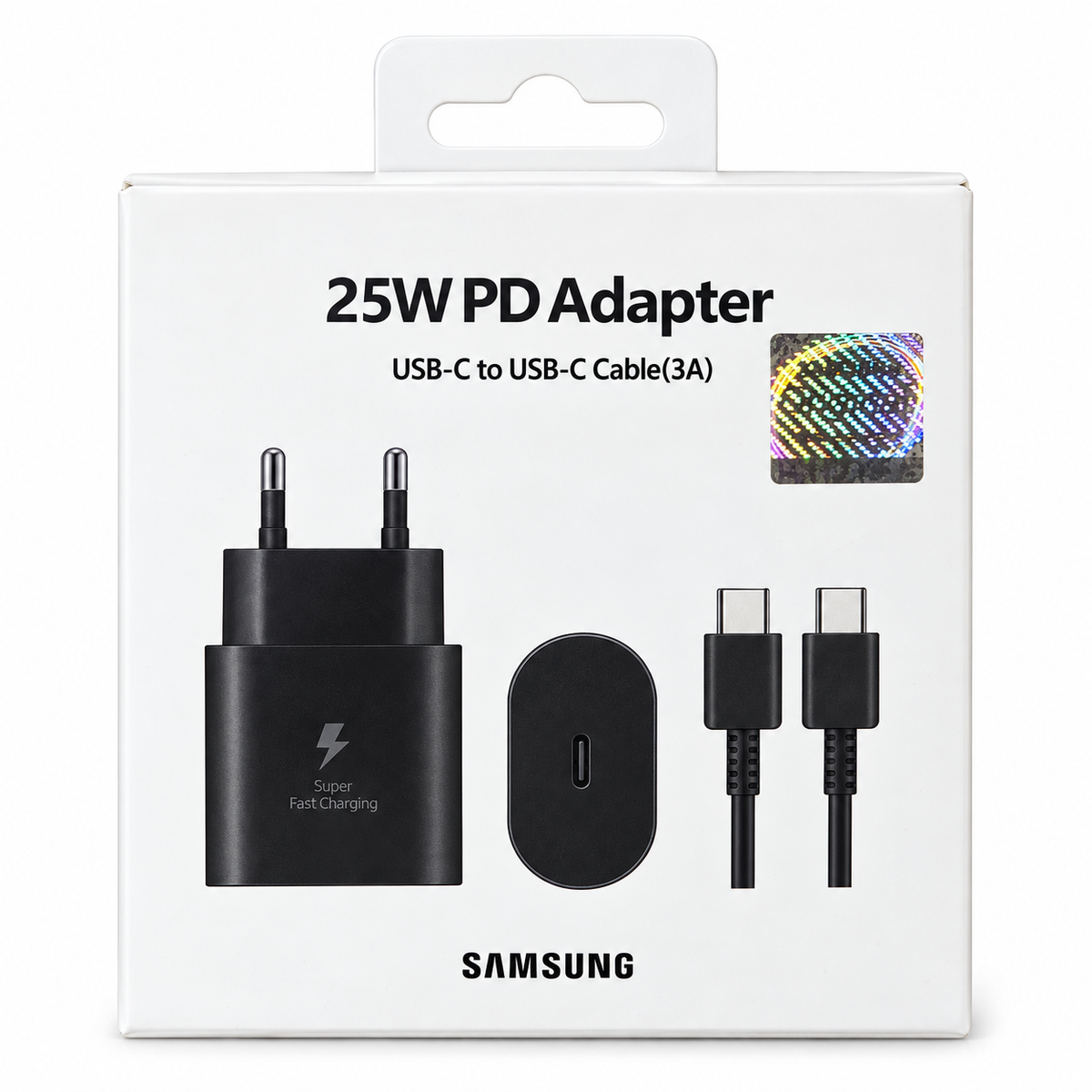Samsung 25W USB-C PD Charger with 3A USB-C Cable – Black