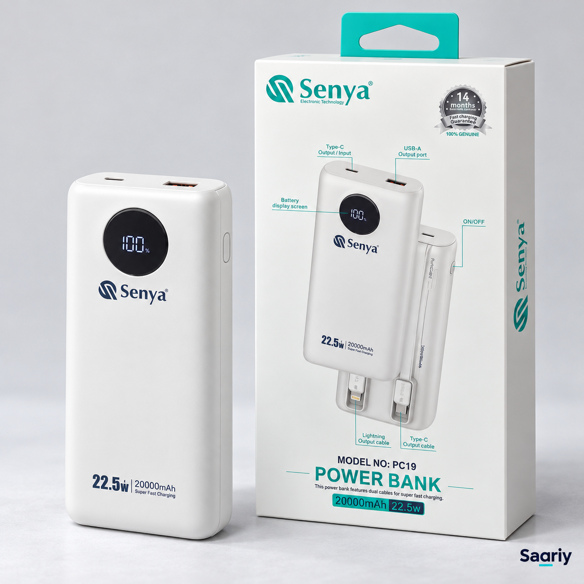 Senya PC19 20,000mAh Fast-Charging Power Bank