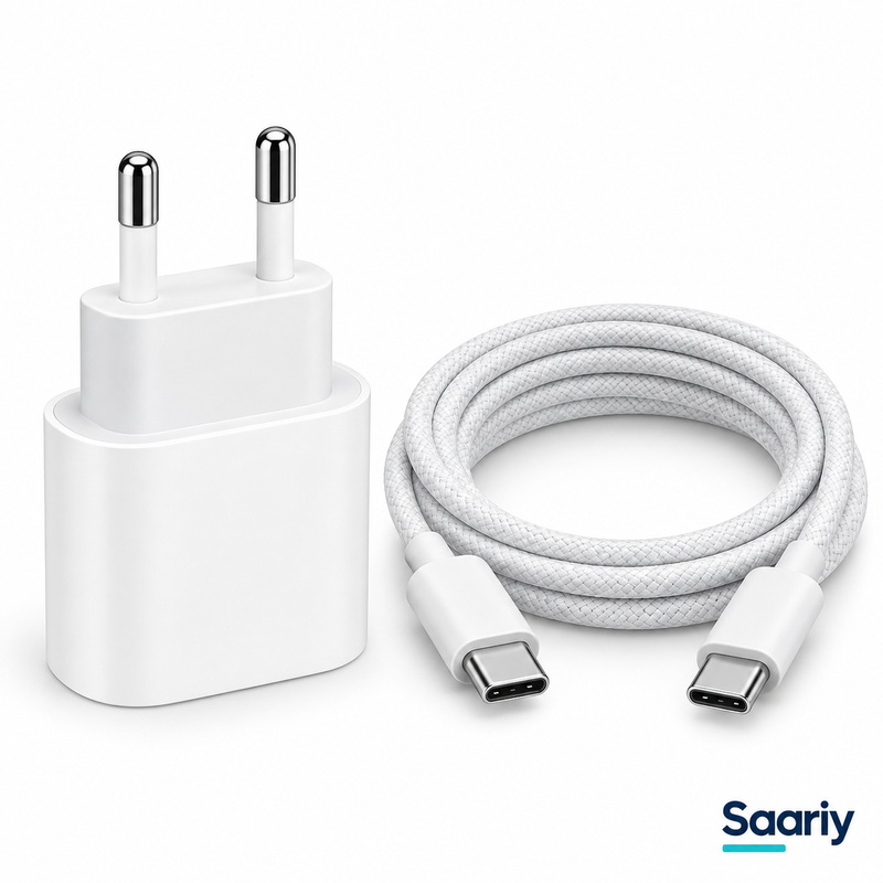 باندل شاحن USB-C 20W مع كابل USB-C إلى USB-C — Saariy