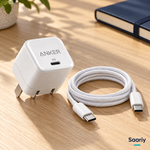 باندل Anker 20W | شاحن Cube + كابل USB-C — لقطة استخدام يومي