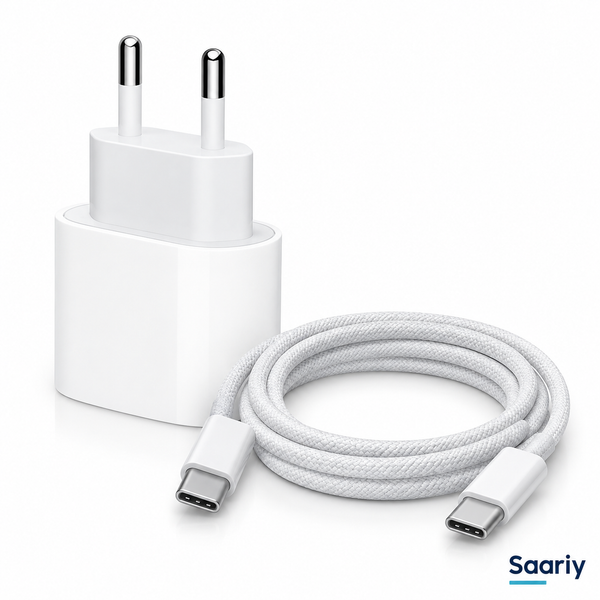 باندل Apple 20W | شاحن بفيشة ثنائية + كابل USB-C — الصورة الرئيسية
