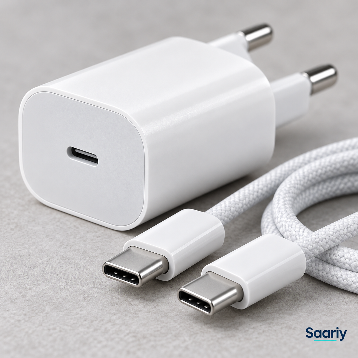 باندل Apple 20W | شاحن بفيشة ثنائية + كابل USB-C — تفاصيل المنتجات