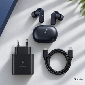 باندل العزل والشحن | Soundcore R50i NC + Samsung 45W — لقطة من الأعلى