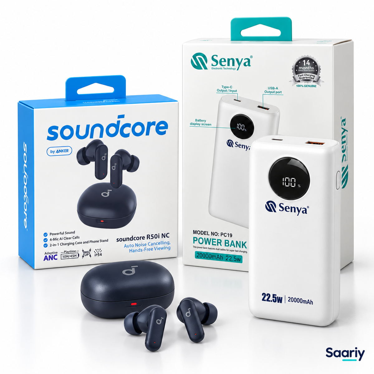 باندل السفر | Senya PC19 20000mAh + Soundcore R50i NC — المنتجات مع العلب