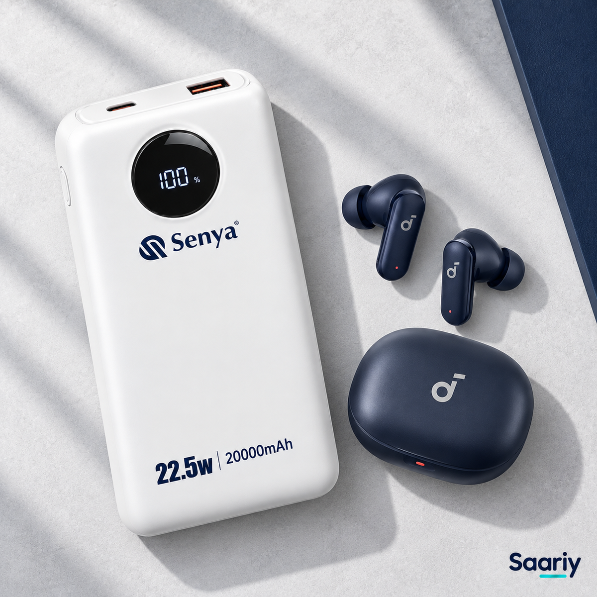 باندل السفر | Senya PC19 20000mAh + Soundcore R50i NC — لقطة من الأعلى