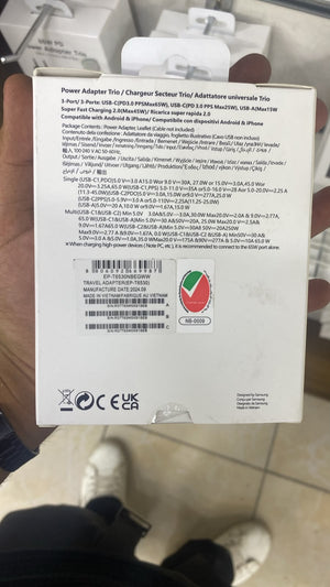 Samsung Trio 65W 3-Port Charger with USB-C Cable — back packaging