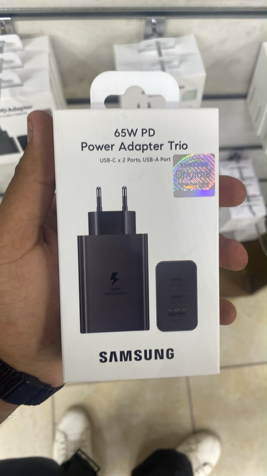 Samsung Trio 65W 3-Port Wall Charger — front packaging