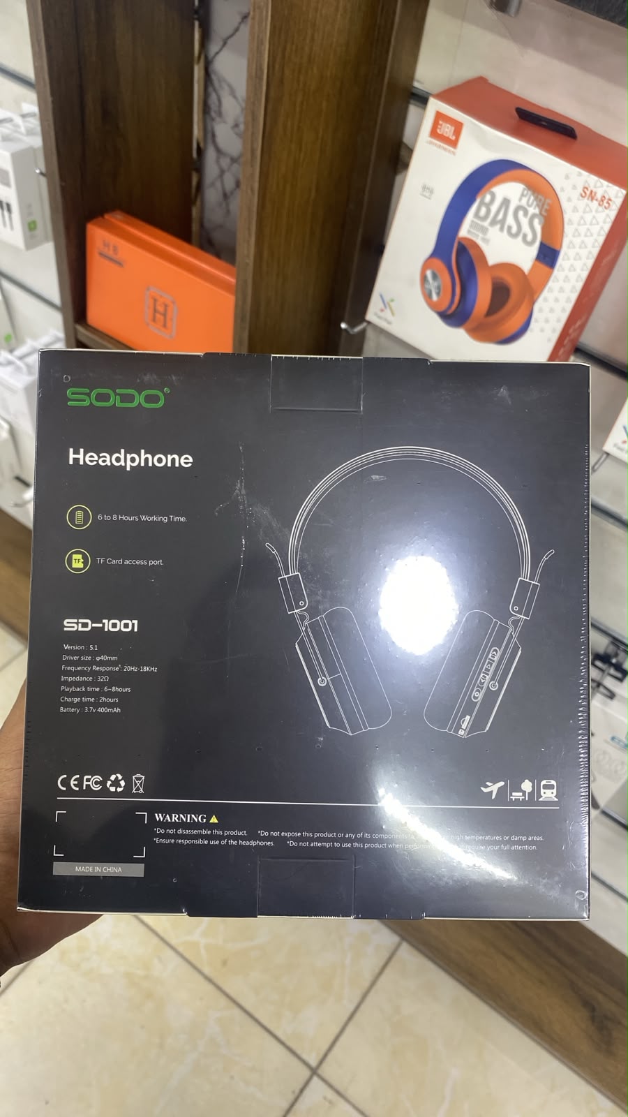 SODO SD-1001 Headphones — back packaging
